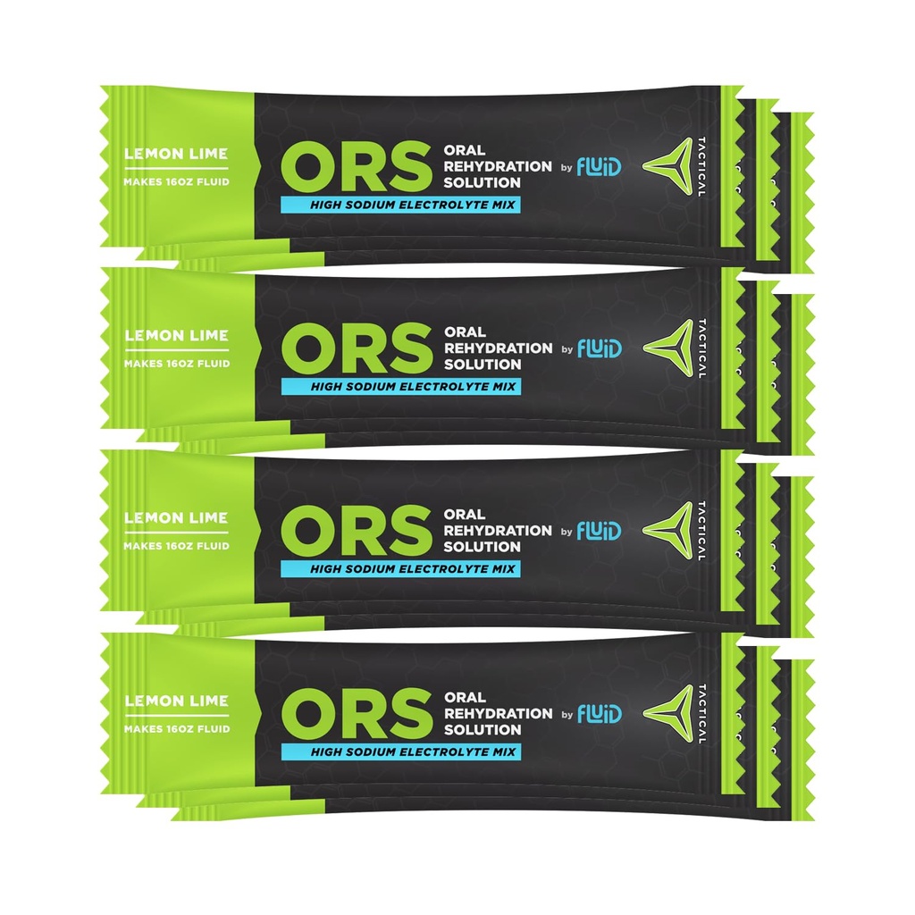 Fluid Tactical - ORS (Oraalin nesteytysliuos), Recover Faster, Extreme Dehydration Electrolytes, 12 pakkaus (Sitruunan lime)