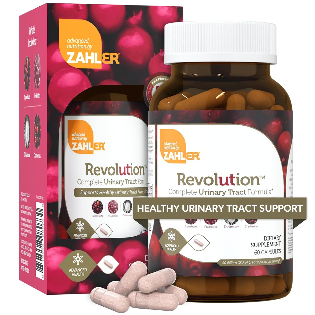 Zahler Revolution - Täydellinen naisten virtsateiden Tract Health Formula probiootit - UTI pillereitä - 1200 mg D-mannoosi ja karpalo täydentää - virtsateiden infektio tukea naisille (60 kapselia)