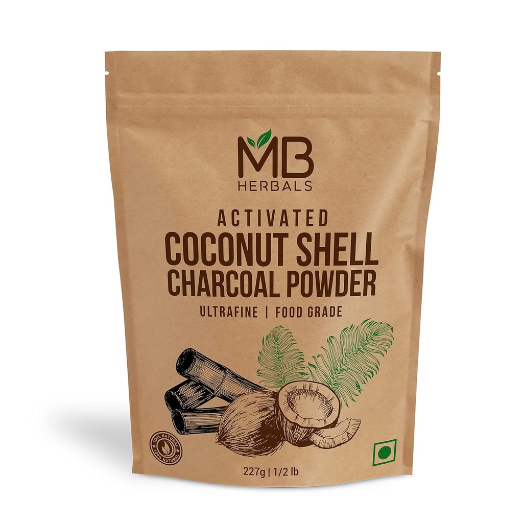 MB Herbals Aktiivihiilijauhe Coconut Shell 8 oz (227 Gram / 0,5 LB) 