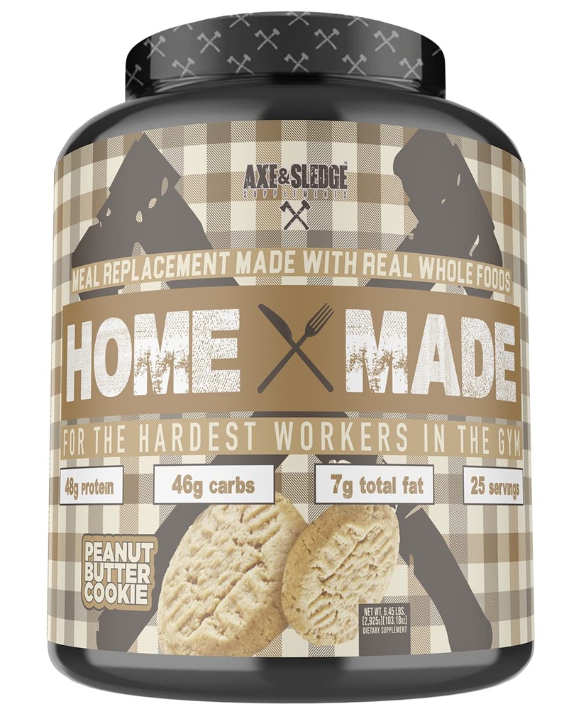 Axe & Sledge Supplements Home Made Whole-Foods-Based Meal Replacement Powder med Digestive Enzymes, protein, kolhydrater och fetter, 25 portioner (Peanut Butter Cookie)
