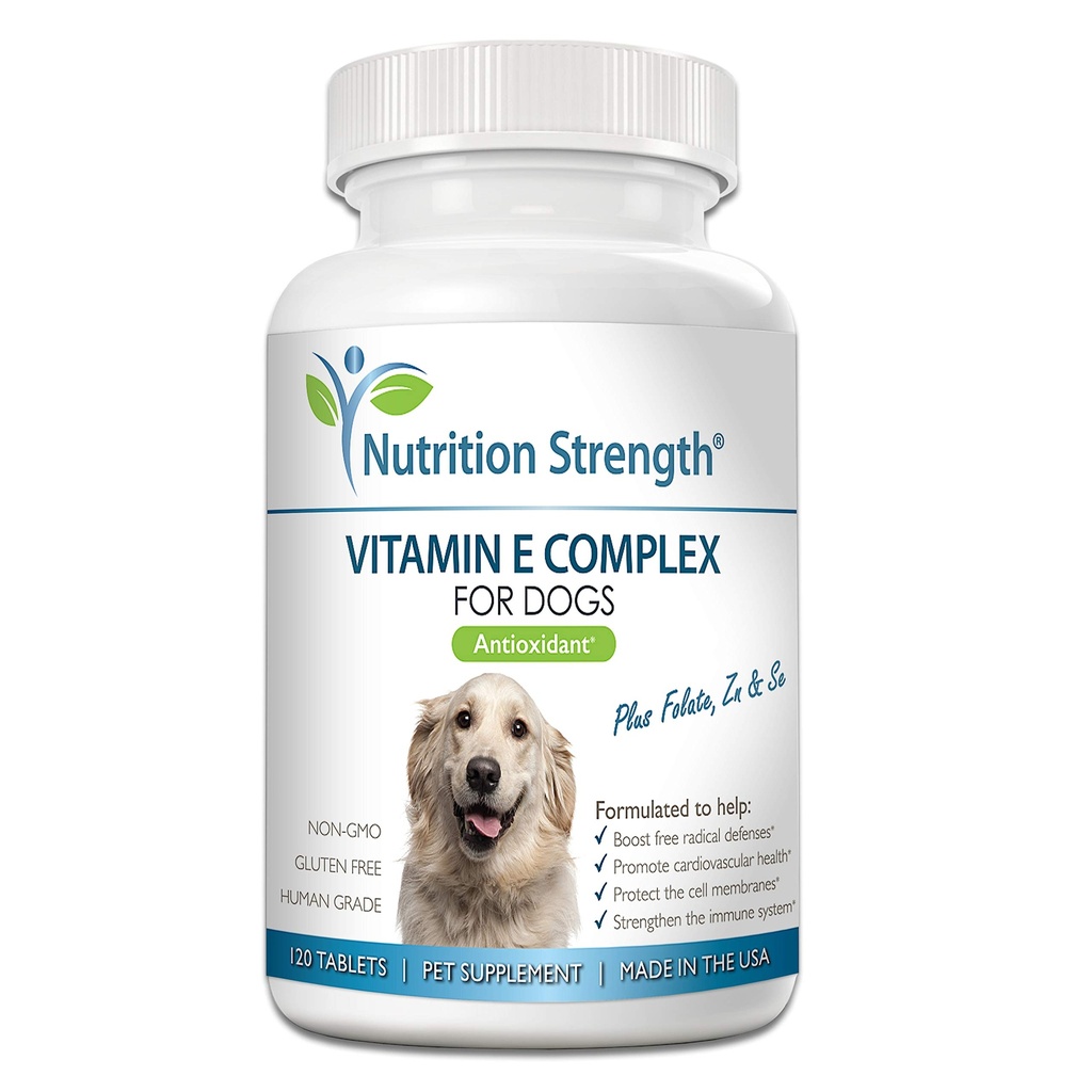 E-vitamiini koirille, edistää kardiovaskulaarisia terveys, tukisolu Membranes, E-vitamiini Complex Boost Dog Immune System Plus Sinkki, Seleeni, Folaatti, Lohiöljy, 120 purutablettia