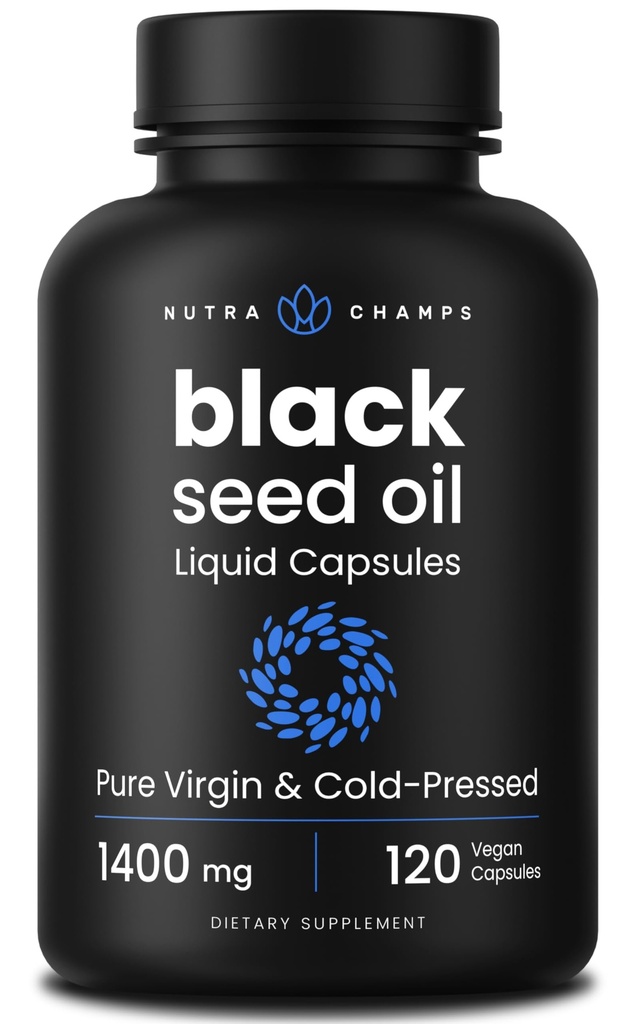 NutraChamps Black Seed Oil Organic Cold Pressed | 120 Vegan Softgel | Virgin Nigella Sativa Pills med vitamin E & Thymoquinone | Rich i Omega 3 6 9 | Unrefined Black Cumin Seed Oil Capsules