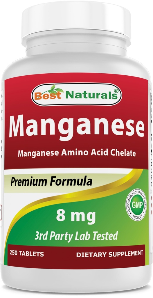 Best Naturals Manganese Amino Acid Chelate 8 mg- 250 tablettia