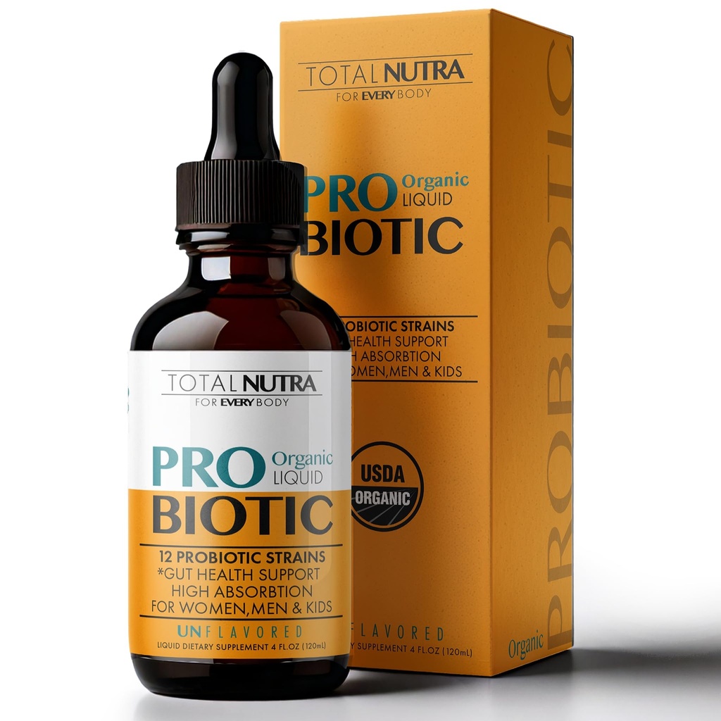 Liquid Probiotic for Women, Men, Kids, Toddler Probiootti: USDA Organic Probiotics, Vegan Probiotic Liquid & Alfalfa Blend + Acidophilus for Gut Health, Dairy Gluten Sugar Free, non-GMO Oral Probiotics