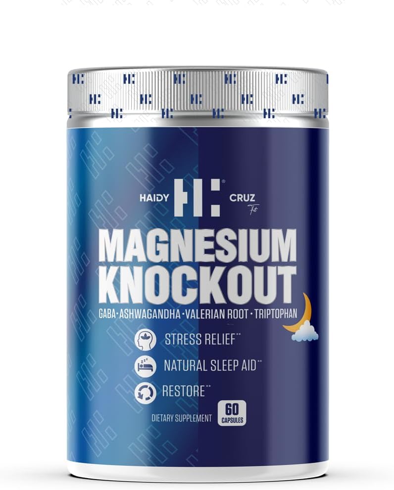Haidy Cruz Fit Magnesium Citrate - Natural Sleep Aid ja Mood Enhancer täydentää - Metabolinen tuki, immuniteetti Boost Ashwagandha Powder (60 kapselia)