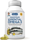 ANDREW LESSMAN Maximum Essential Omega-3 Mint - 60 Softgels - Ultra-Pure, High Potency Omega-3 Oljor. Hög DHA, ingen mage upprörd, inga föroreningar, ingen kvicksilver. Liten lätt att svälja Softgels