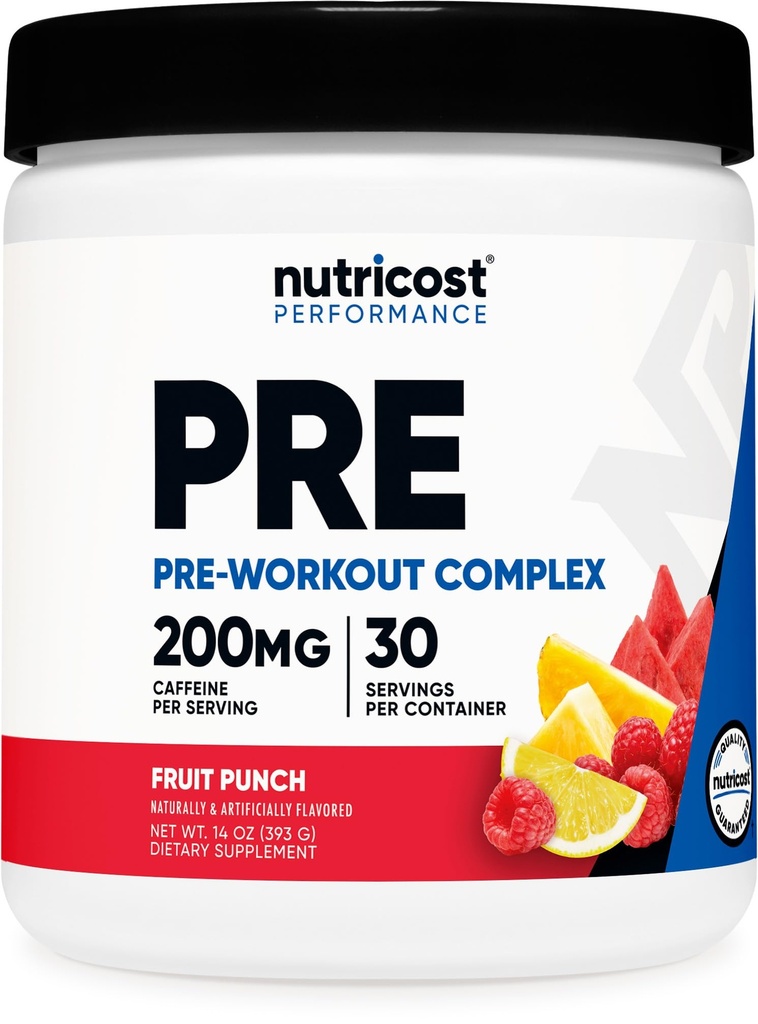 Nutricost Pre-Workout Complex Powder (30 tarjoilua, hedelmäpunch) - Beta-Alanine, Tauriini ja aminohapot