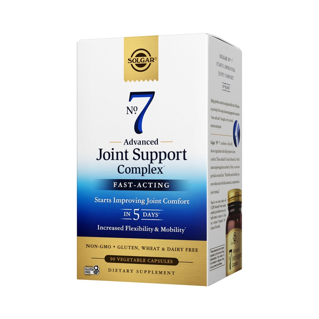 Solgar No. 7 - Joint Support and Comfort - 90 Kasvissyöjän kapselit - Liikkuvuuden ja joustavuuden lisääminen - Gluteeniton, maitotuotteeton, ei GMO:ita - 90 tarjoilu