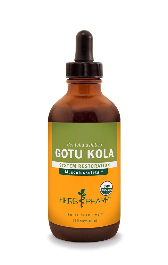 Herb Pharm Certified Organic Gotu Kola Liquid Extract för Musculoskeletal System Support - 4 Ounce