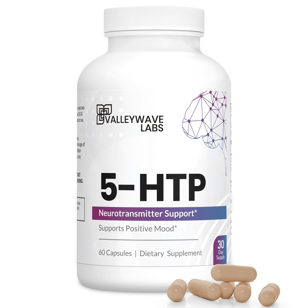 5HTP - 200mg 5HTP Supplement (5-Hydroxytryptophan) för att stödja Mood Plus Sleep *, stressavlastning *, 60 kapslar - 30 dagars leverans, tillverkad i USA
