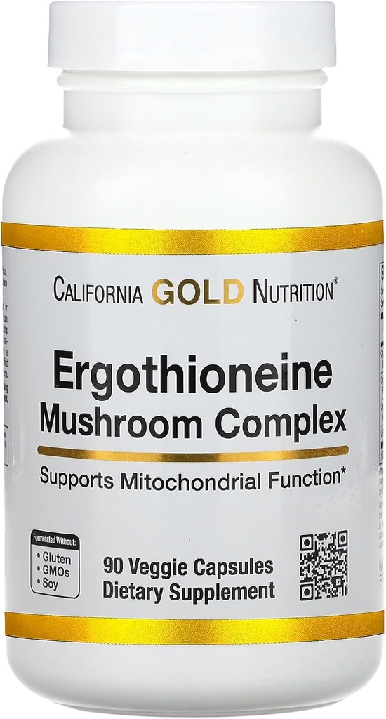 Kalifornien Gold Nutrition Ergothioneine Mushroom Komplex med Organic Maitake, Organic Oyster, Organic Lion Mane Mushroom Extracts och L-Ergothioneine, 90 Veggie Capsules