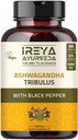 Ashwagandha-kapselit Luomu 1000 mg (90 kapselia) Valmistettu Tribulus Terrestris-, Shatavari- ja Black Pepper Organic Ingredients -ainesosioilla 45 päivää
