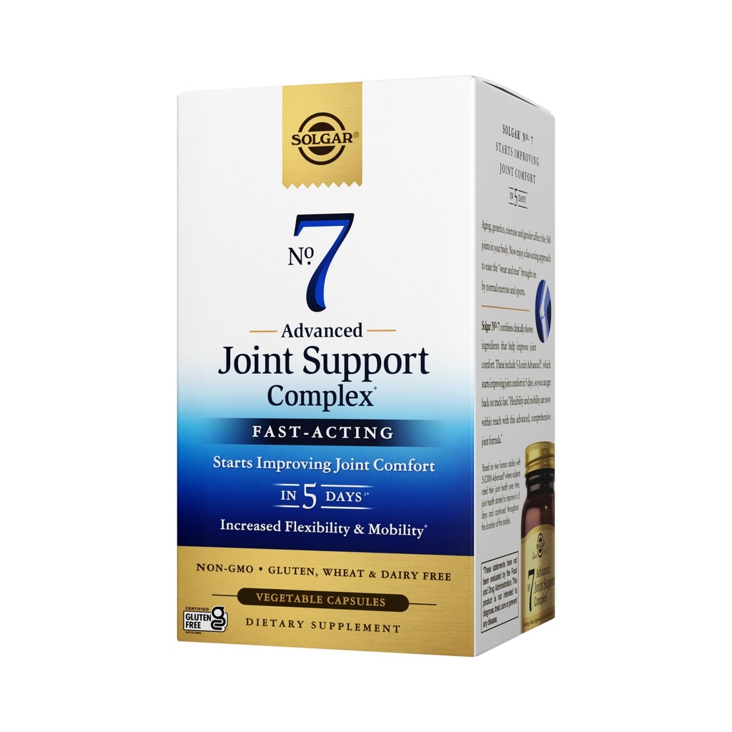 Solgar No. 7, 105 Vihanneskapselit - Joint Support & Comfort - Liikkuvuuden ja joustavuuden lisääminen - Täydennys miehille ja naisille, joilla on Ester-C-vitamiini C - Gluteeniton, ei GMO:ita, maitotuotteeton - 105 tarjoilua