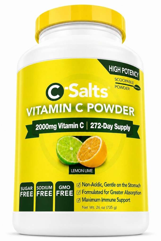 C-paltit C-vitamiinia Powder Supplement - 100% puhdas suuri annos puskuroitu C-vitamiinia Powder for Immunosupport - Luomu, sokeriton, Vegaani, ei-GMO, Vatsa-ystävällinen, sitruuna Lime 26oz