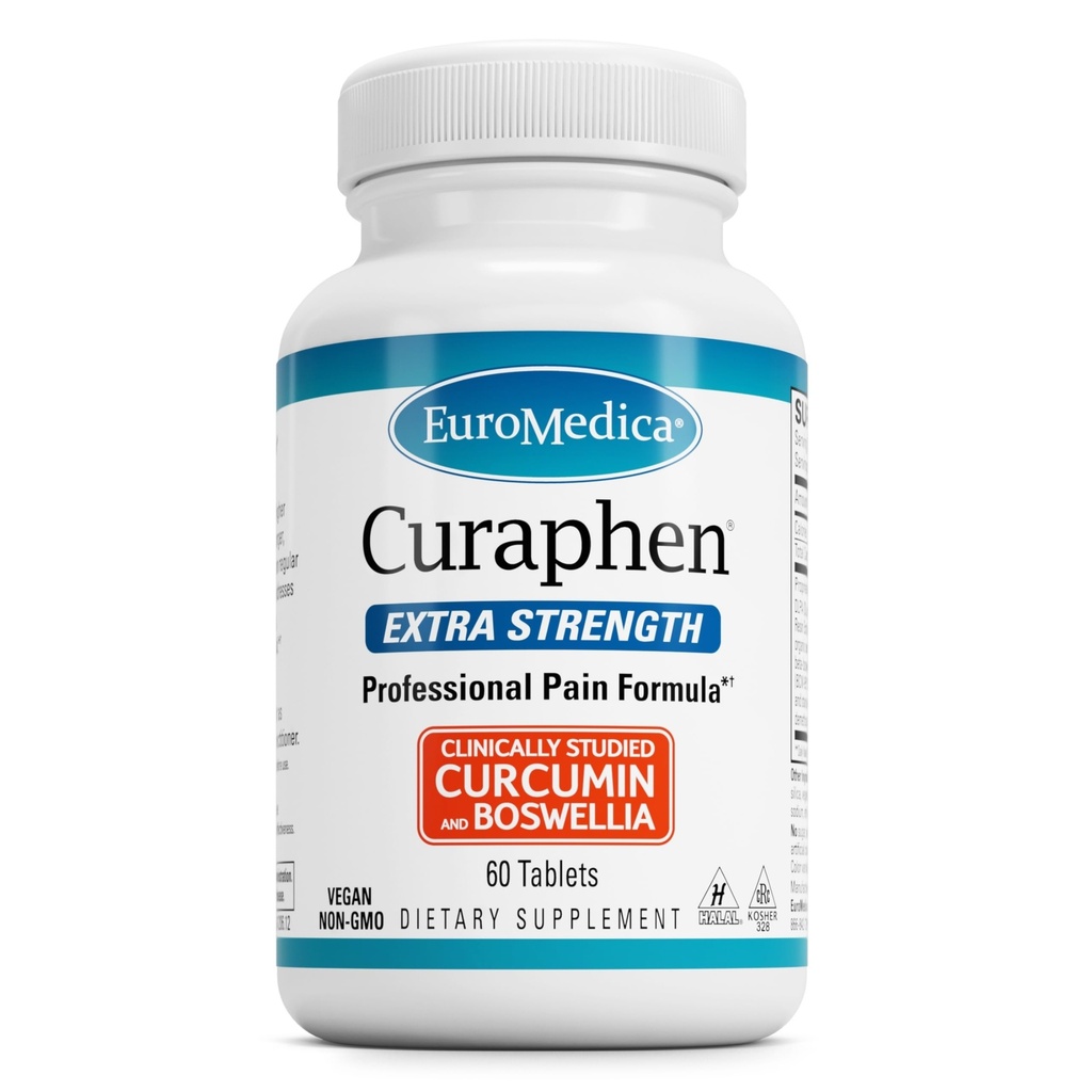 EuroMedica Curaphen Extra Strength - Curcumin & Boswellia täydennysosa tervettä verenkiertoa tukea - Turmeerinen täydentää tukea nivelet, lihasten terveys & Endorphin tuotanto - 60 tablettia