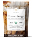Truvani Protein + Energy Drink Mix with 87mg Cofeine ... Chocolate Mocha... 12g Organic Plant Based Protein... 20 Tarjoilut USDA Organic Coffee Powder & Adaptogens ...