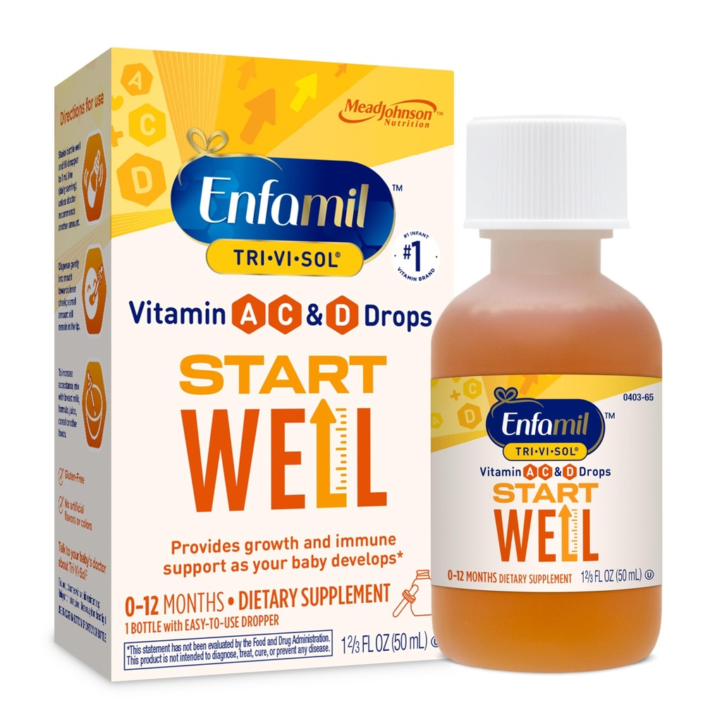 Tri-Vi-Sol Infant Multivitamiini drops, tukee kasvua ja immuuni terveyttä vauvoille, 50ml pullo