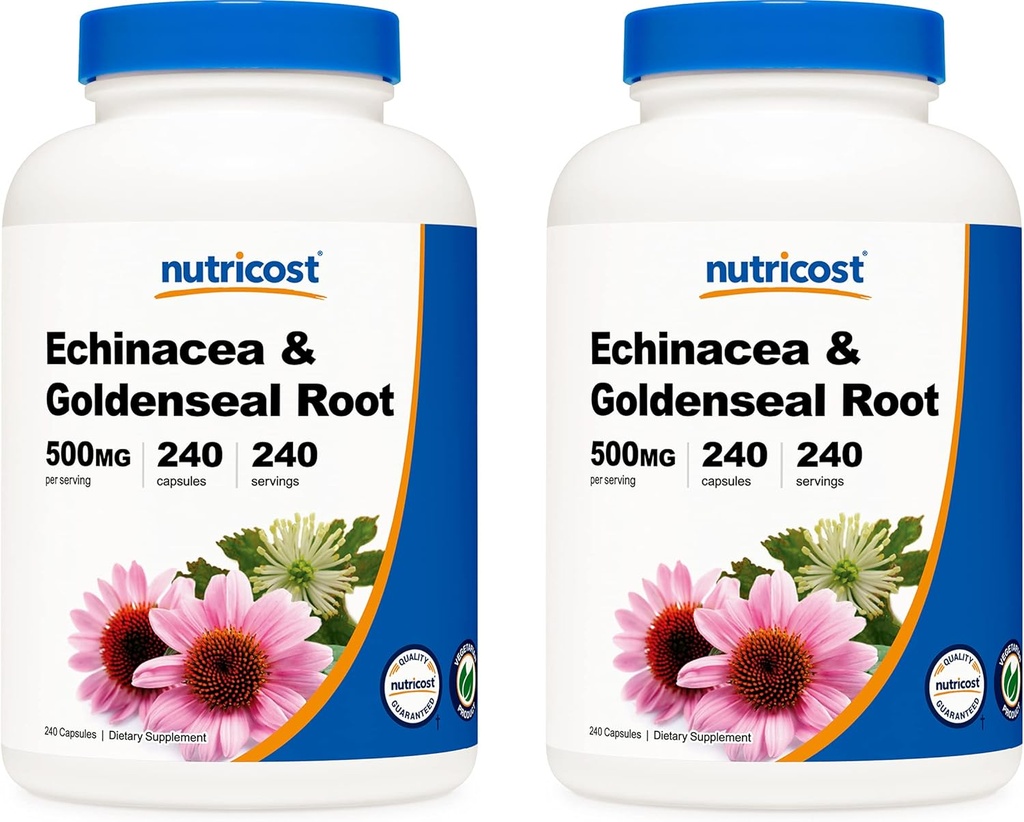 Nutricost Echinacea & Goldenseal Root, 500mg, 240 kapslar (2 flaskor) - Veggie Caps, Non GMO, Gluten Free