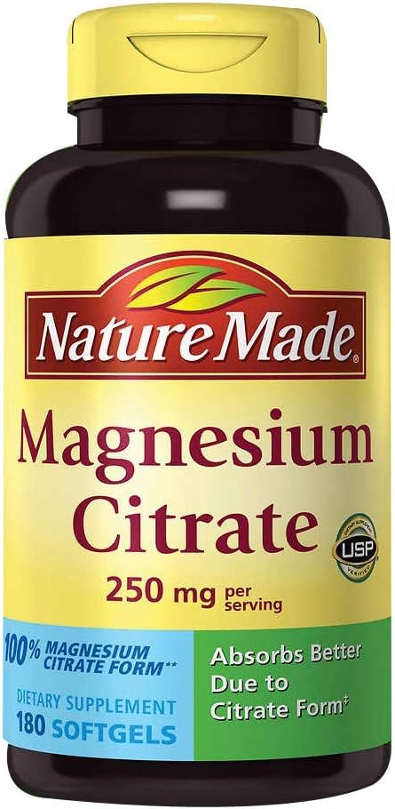 Nature Made Magnesium Citrate 250 mg Kosttillskott (Netcount 180 Soft Gels), 180Count