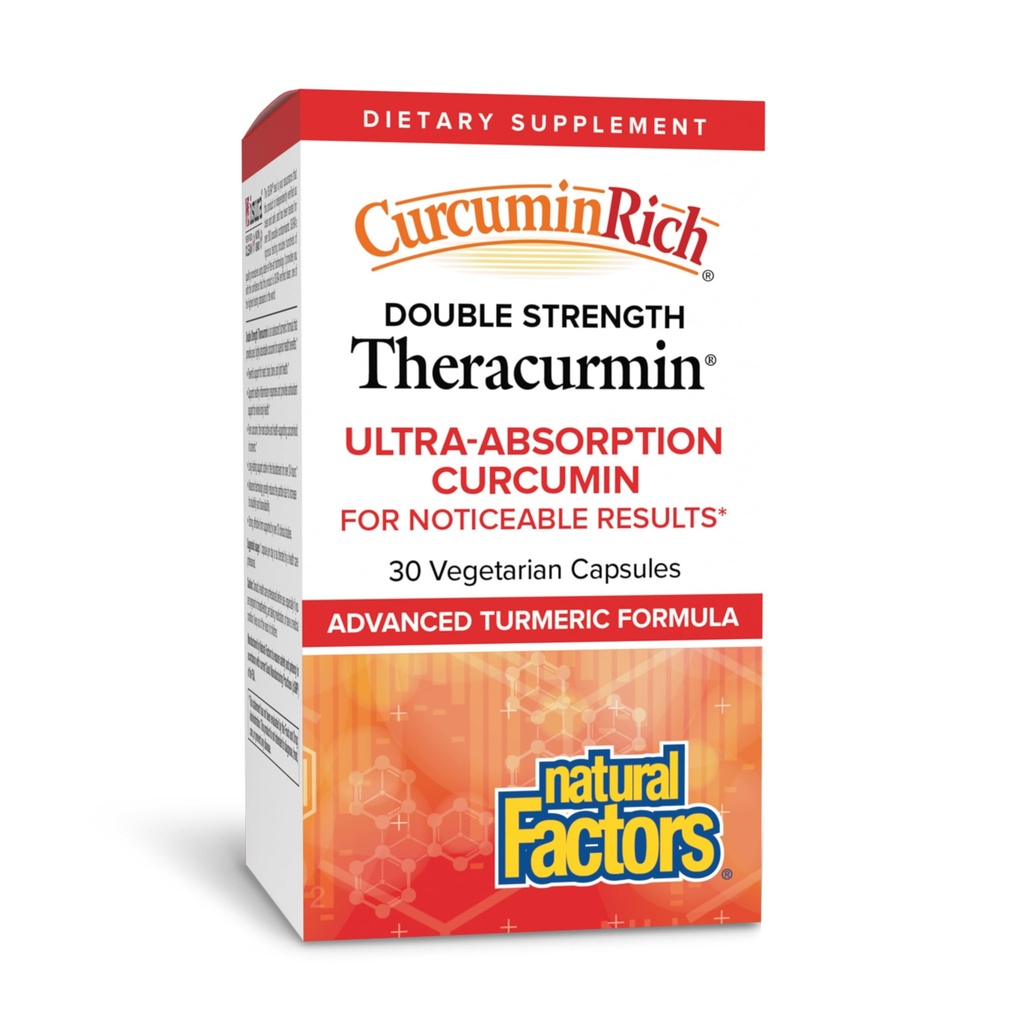Naturliga faktorer, CurcuminRich Double Strength Theracurmin, 60 mg, Bara 1 Capsule Daily, Formulerad för Superior Absorption, 30 greve av 1)