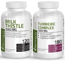 Bronson Turmeric Curcumin BioPerine High Potency Joint Support + Milk Thistle 1000mg Silymarin Marianum & Voikukka juuri