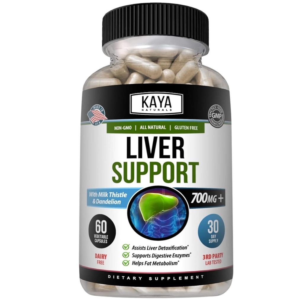 Kaya Naturals Liver Cleanse Detox & Korjaus - Maito Thistle Supplement - Maksa Detox naisille ja miehille - Artisokkauute ja Voikukka juurikapselit - 60 Count