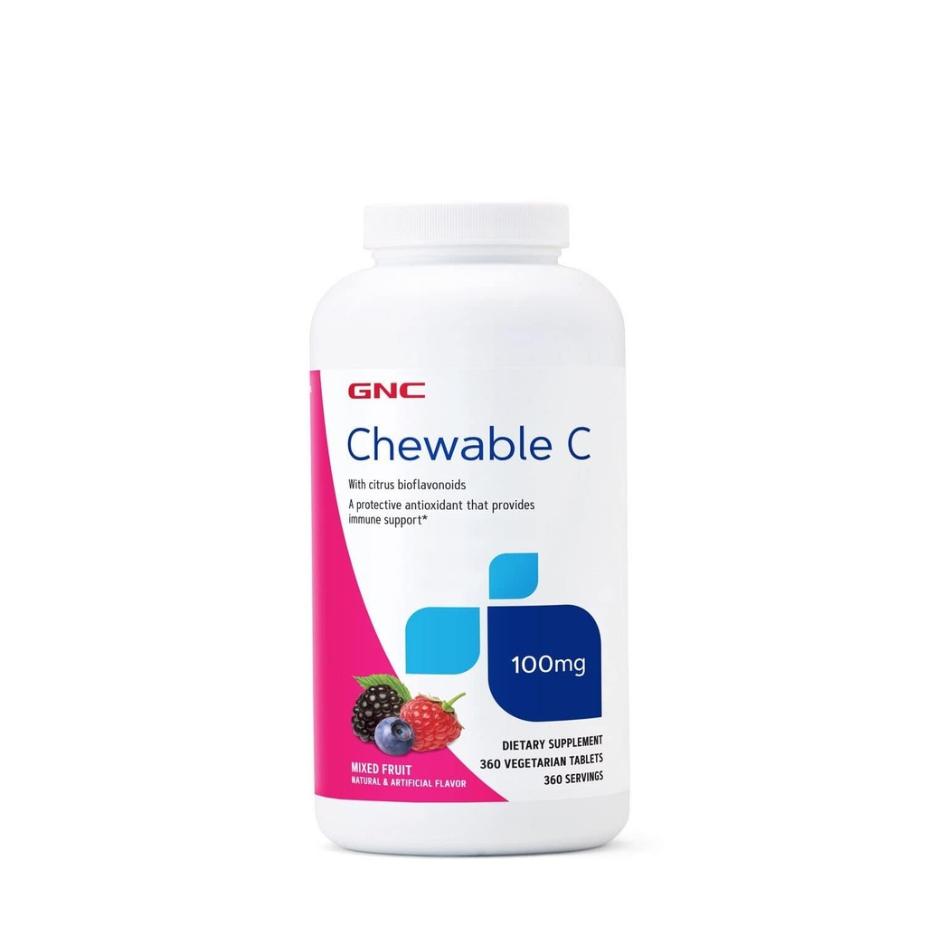GNC-vitamiini C 100 mg, tarjoaa immuuni tukea, sekoitettuja hedelmiä, 360 tarjoiluja