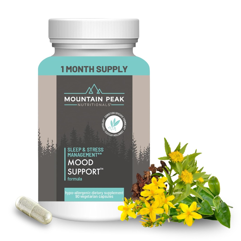 Mountain Peak Nutritionals Mood Support Formel - Stöder Serotoninnivåer - Hypoallergen kosttillskott (90 vegetariska kapslar)