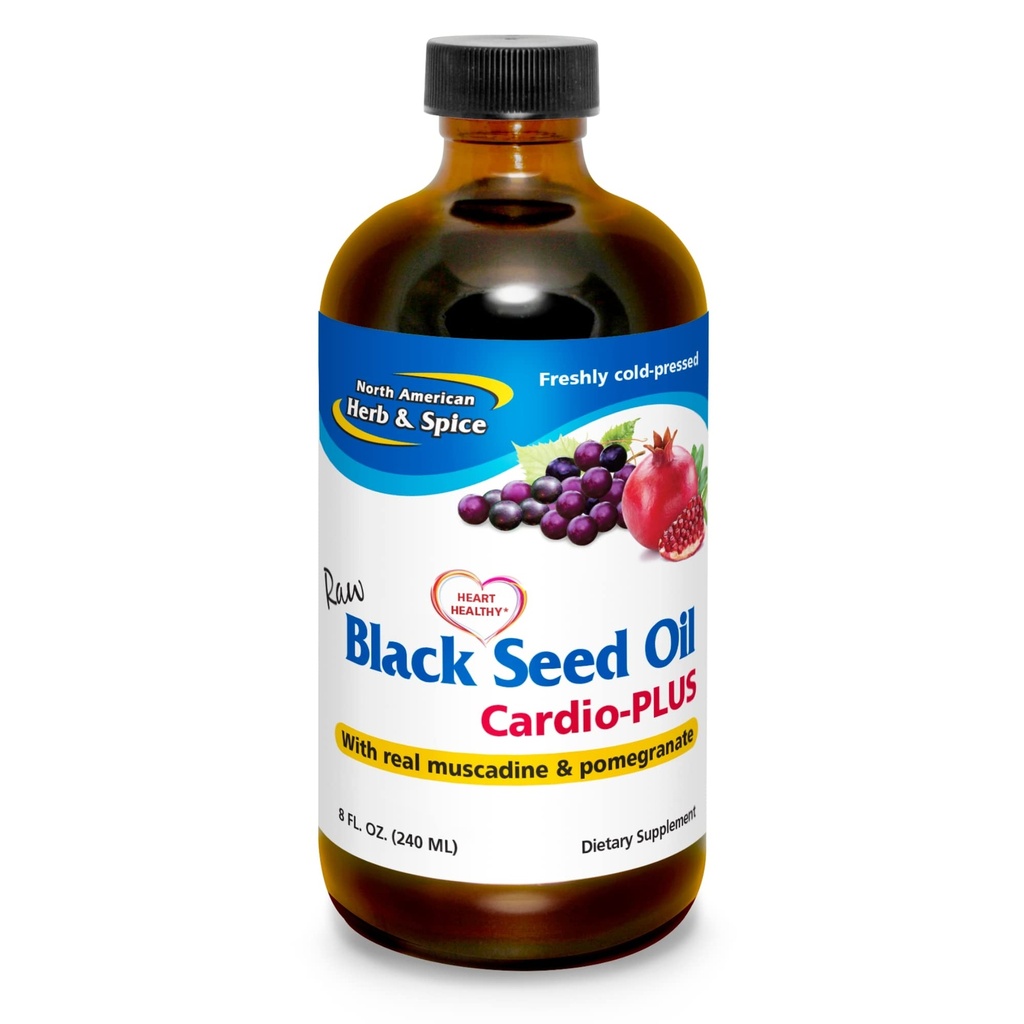 POHJOINEN AMERICAN HERB & SPICE Musta siemen Oil Cardio-Plus - 8 fl oz - Tukee sydämen terveyttä muscadine & granaattiomena - ei-GMO - 48 Tarjoukset