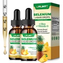 2 pakkaus Selenium nestepisaroita, 200 mcg nestemäistä seleeniä lisäaineena C-vitamiinia ja sinkkiä, tuki immuunijärjestelmälle, antioksidantti ja sydänterveys, korkea imeytyminen, ananasmaahto