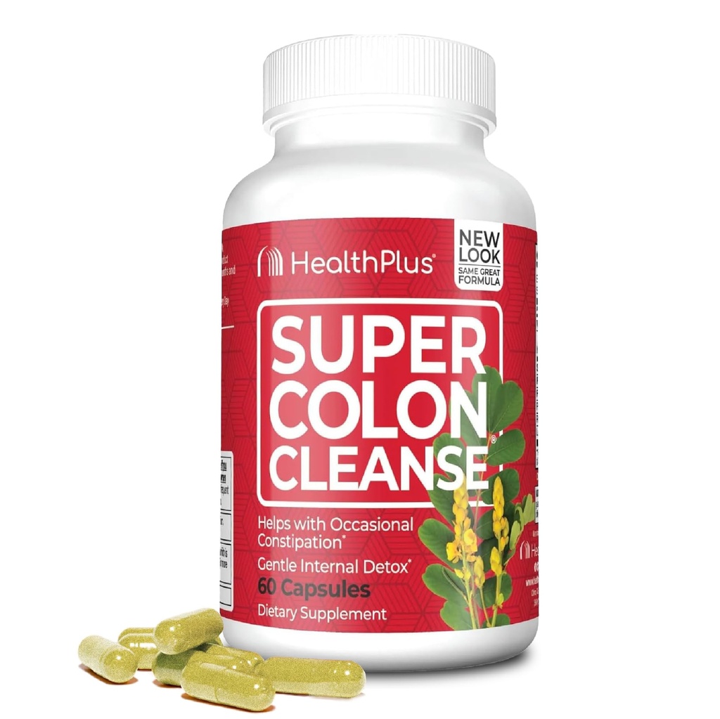 Health Plus Super Colon Cleanse 15 päivän tarjonta Gentle Gut Cleanse Detox, Psyllium Husk, Probiootit ummetus Relief & Ruoansulatuskanavan tuki, 60 kapselia
