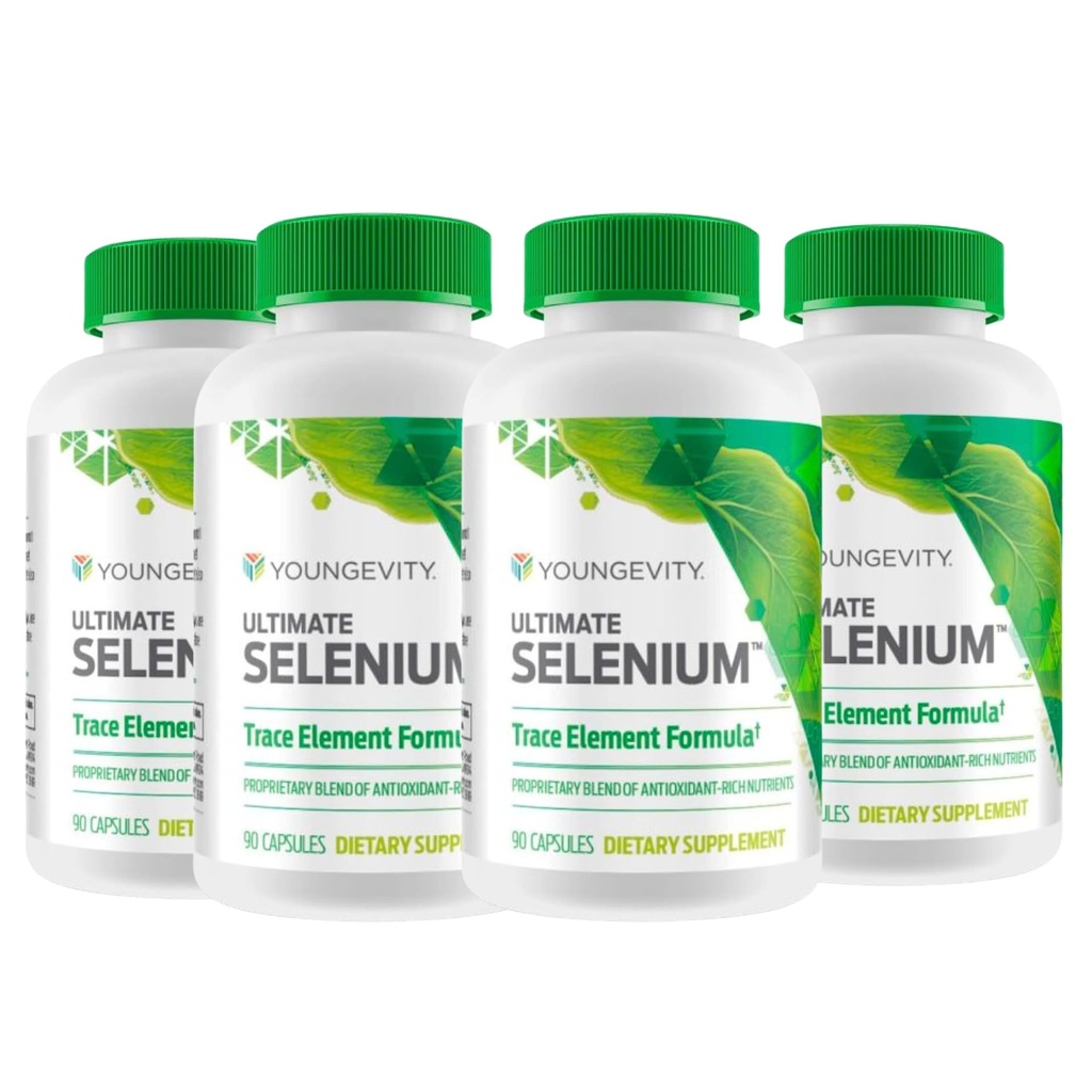 Youngevity Ultimate Selenium + Cofactors - Essential Mineral Supplement for Immuunisupport, Antioksidantti puolustus, Kilpirauhasen toiminta, ja soluterveyden (I-selenometioniini) - (90 kapselia)