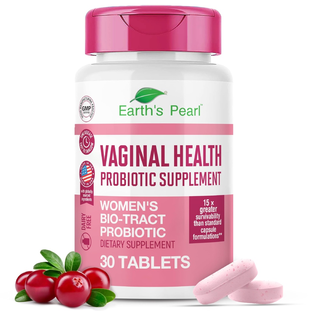 Maan Pearl Vaginal Probiootit naisille - 15 x tehokkaampi kanssa BIO-Tract®, 3 miljardia PMY, Probiootti & Prebiootti Blend, edistää terve emättimen Odor & pH Balance naisille - vain 1 tabletti / päivä
