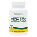 Natures Plus Mega B150 Complex, Sustained Release - 60 Vegetariska tabletter - Maximal Potens B Komplex Vitamin Supplement - Glutenfri - 60 portioner