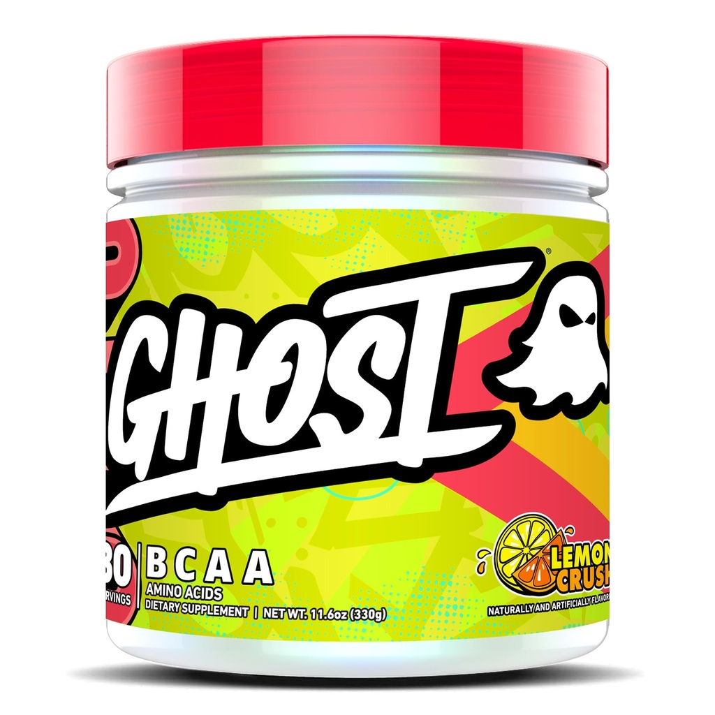 GHOST BCAA Powder Aminohapot täydentää, sitruuna Crush - 30 Tarjoilut - Sokeritonta intra, Post & Pre workout Amino jauhe & Recovery Drink, 7G BCAA
