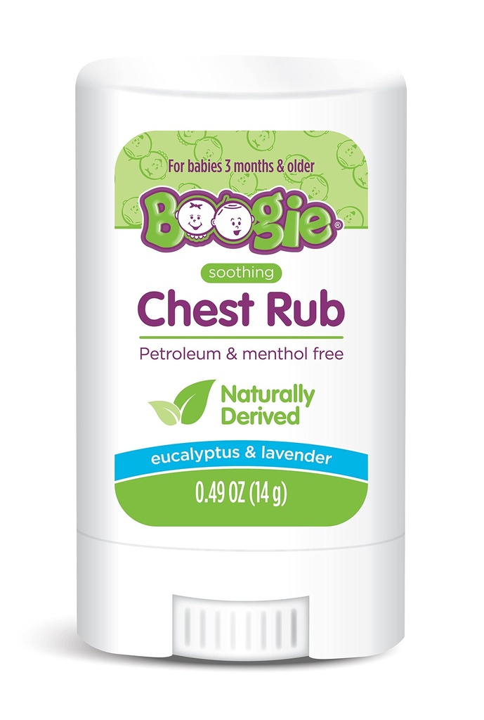 Boogie Chest Rub Stick rauhoittava helpotus, öljytön, USDA Organic, luonnollisesti juotettu, rauhoittava Eukalyptus ja Lavender, 0,49 oz (Pakkaus 1)