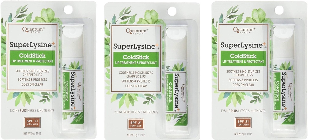 Super Lysine Plus+ ColdStick, SPF 21, Säännöllinen 0,18 oz (Pack of 3) by Quantum Research