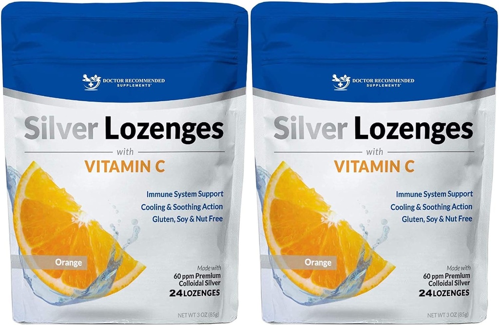 Hopea Lozenges kanssa C-vitamiini - Premium Nano Hopea 60 PPM Kolloidinen Silver, Organic Honey ja C-vitamiini Mineraali Supplement Drops tukemaan Immuunijärjestelmän, Soothe Yskä & Kurkku - pakkaus 2