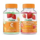 Elinkelpoinen C-vitamiini 1050 mg + Collagen & C-vitamiini, Gummies Bundle - suuri kastike, vitamiini täydentää, gluteeniton, GMO-vapaa, pureskeltava Gummy