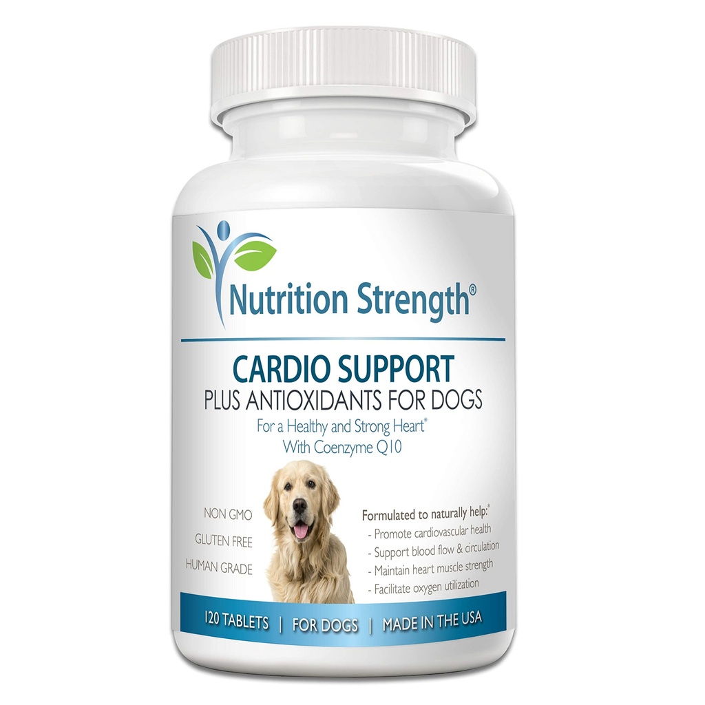 Cardio Support för hundar Plus Antioxidant, L-Carnitine, L-Taurin, med Coenzyme Q10 och Vitamin E, främjar ett hälsosamt och starkt hundhjärta, 120 tuggbara tabletter