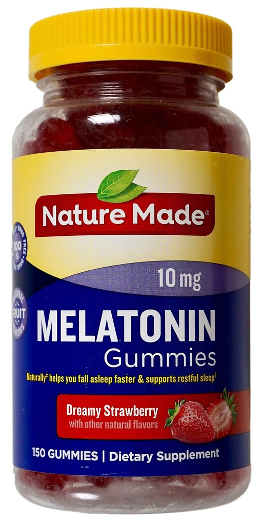 Luonto Made Melatoniini 10mg Dreamy Mansikka luonnon makuja, 150 Gummy