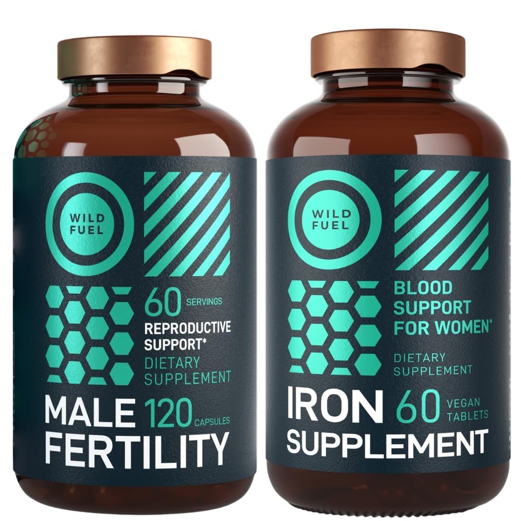 WILD POLTTOAINE Mies hedelmällisyys täydentää ja rauta pillereitä Foolihappoa hedelmällisyyttä ja prenatal Bundle