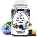 Musta siemenöljy Gummies-Organic kylmä Pressed Nigella Sativa Musta siemenöljy hunaja, B6-vitamiini, C-vitamiini, D3-kurkuma, Granaattiomena, tuki immuniteetti, digestio, aivojen toiminta, hiukset & iho-60 Gummies