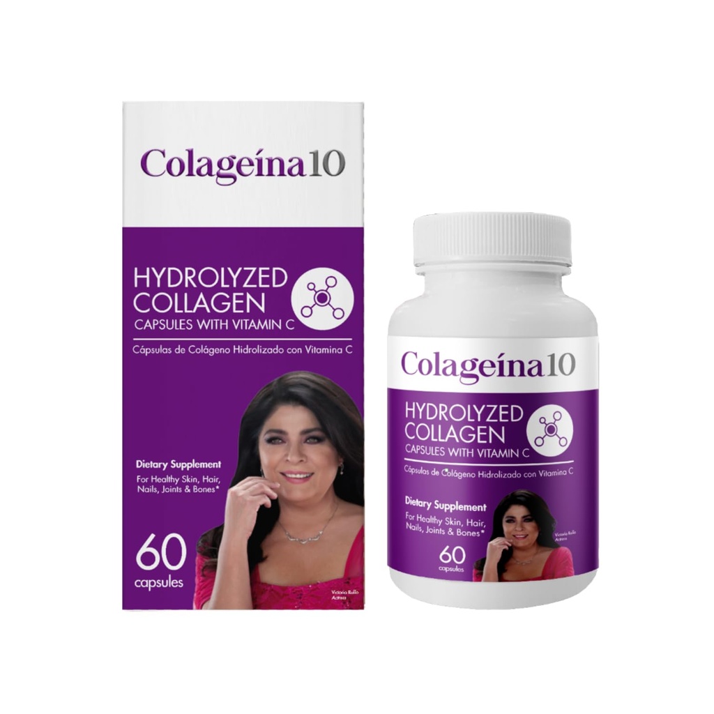 Colagina 10 Hydrolysed Collagen kapselit C-vitamiini - Anti-aging ruokavalio täydentää terve iho, hiukset, kynnet, nivelet, ja luut - 60 Count