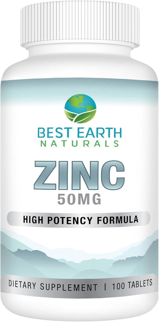 Best Earth Naturals 50 Mg Sinkki Supplements - Immuno Support Supplement - High Potency Natural Antioxidantti - 100 tablettia (100 Day-Supply)