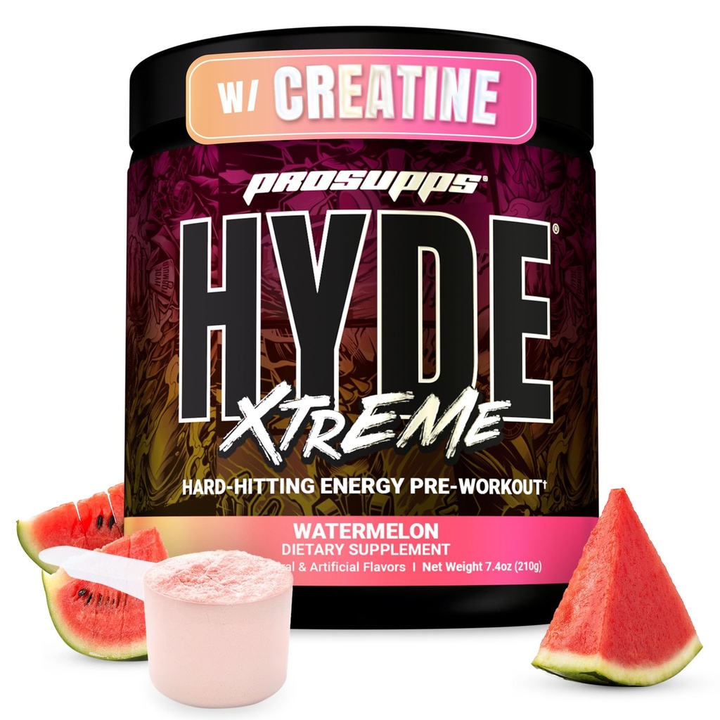 PROSUPPS Mr. Hyde Xtreme Pre workout Powder with Creatine, Beta Alanine & Comfeine ... Extreme Energy, Pumput, Focus & Performance - Fitness & Gym Lisäravinteet miehille & naisille (Watermelon, 30 tarjoilua)
