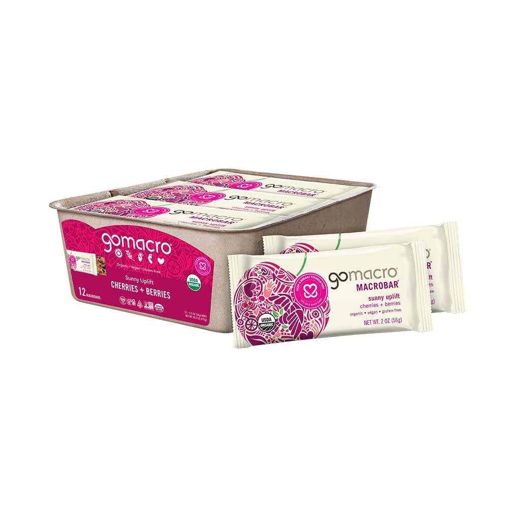 GoMacro MacroBar Organic Vegan Välipalat - Kirsikat + Marjat (2.0 Ounce Bars, 12 Count)