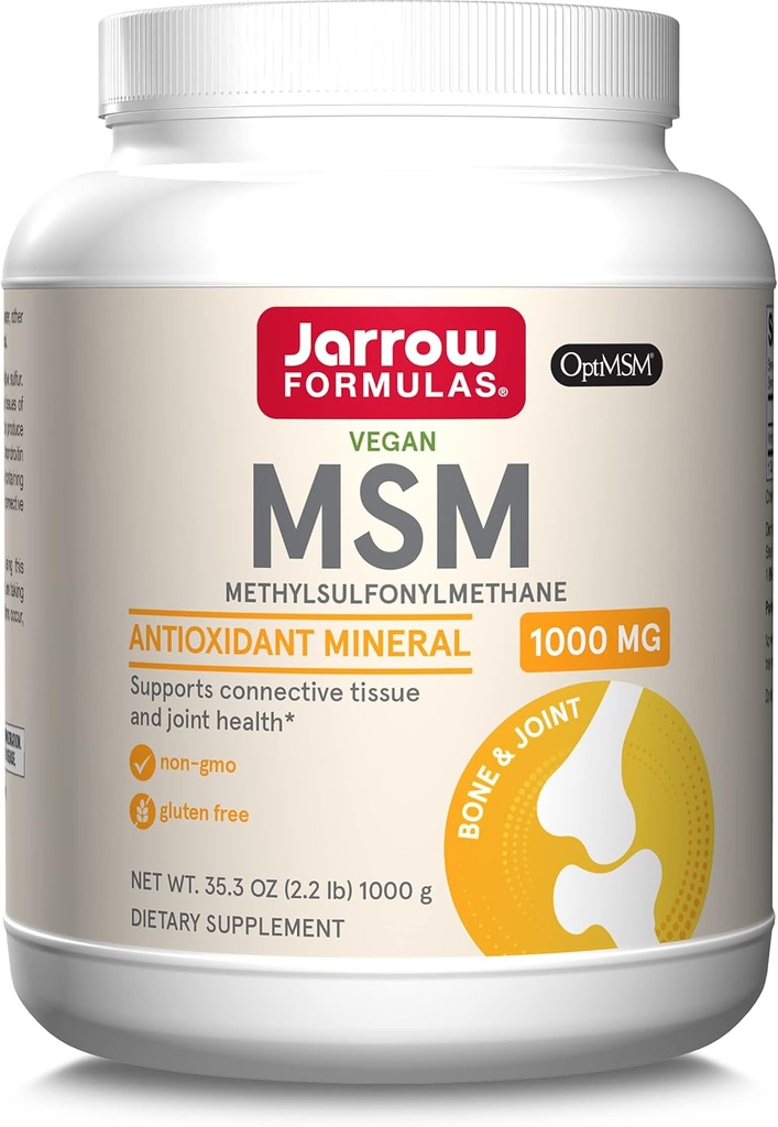 Jarow Formulas® MSM Powder, Metyylisulfonyylimetaani, 1000 mg, antioksidantti Mineral, Joint Health Supplement ja ihon tuki, 2,2 lbs, Noin. 1000 palvelinta