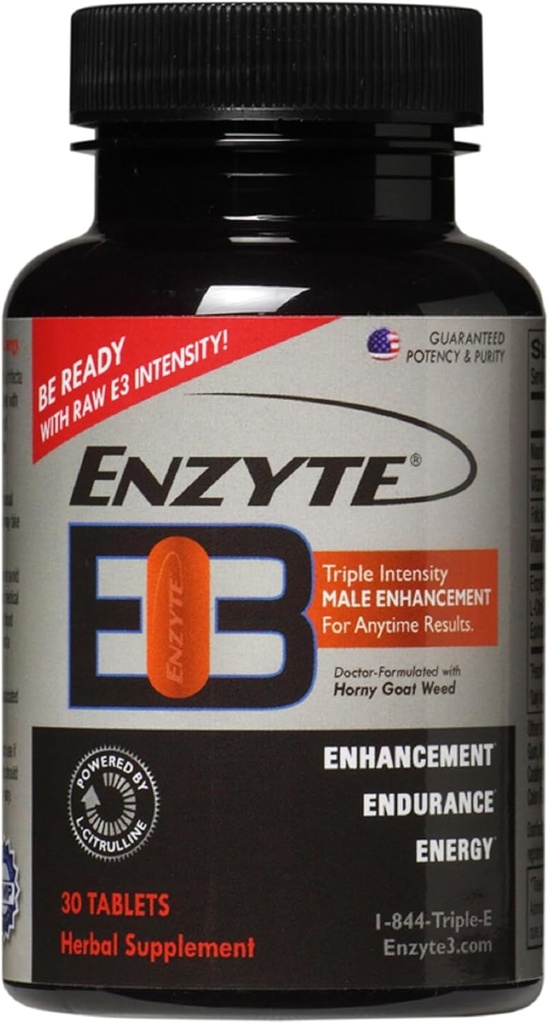 Enzyte3® Mäns Vitality & Performance Support – Energi, Stamina, Endurance – med L-Citrulline, Epimedium, Guarana Seed Extract & More – 30 tabletter