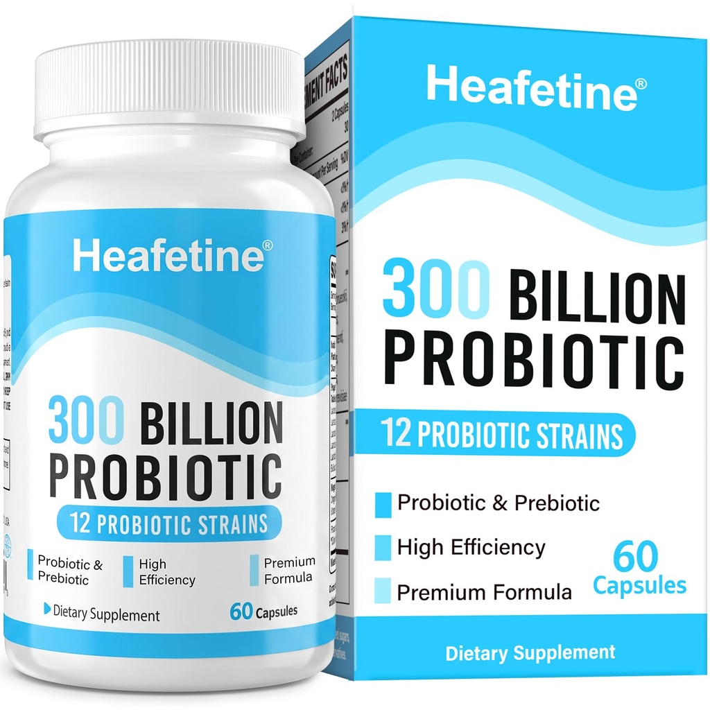 300 miljardia PMY:tä Probiootteja naisille ja miehille - 12 kanta + 3 orgaanista prebioottia, probiootteja digestiiviselle terveydelle ja immuunille, Gut Health & Bloating, Gut Health for Women & Men - 60 kapselia